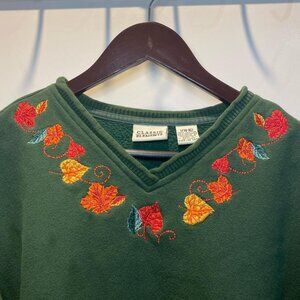 Fall Leaves Cropped Embroidered Sweater